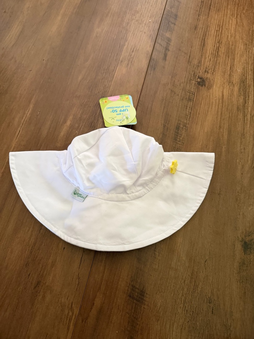 Kids White Sun Hat with Yellow Accent - UPF 50+